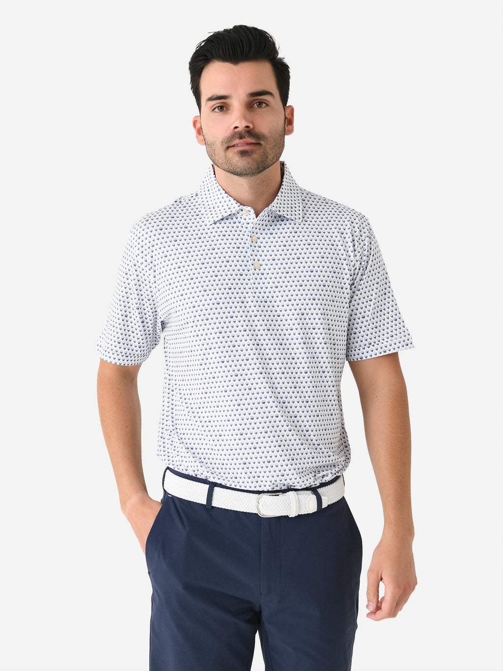 Peter Millar Crown Sport Men's Seeing Double Performance Jersey Polo - Saint Bernard