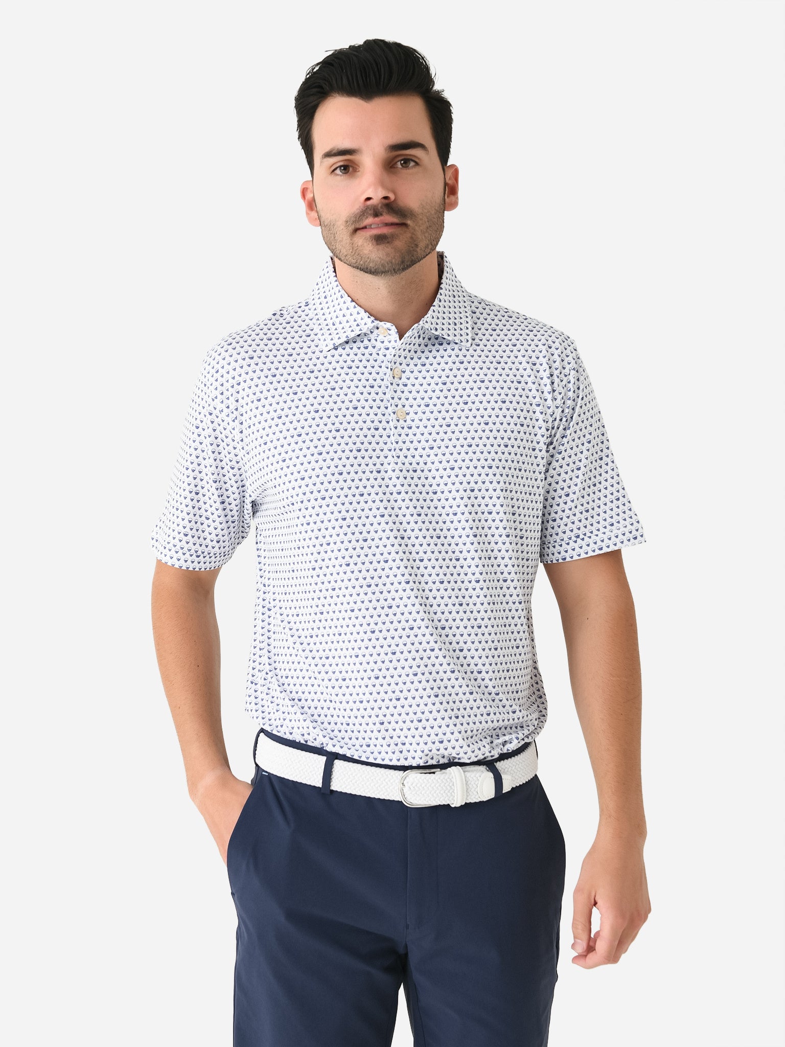 Peter Millar Crown Sport Men's Seeing Double Performance Jersey Polo - Saint Bernard