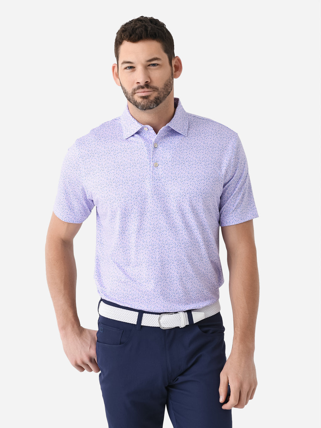 Peter Millar Crown Sport Men's Sterling Performance Jersey Polo - Saint Bernard