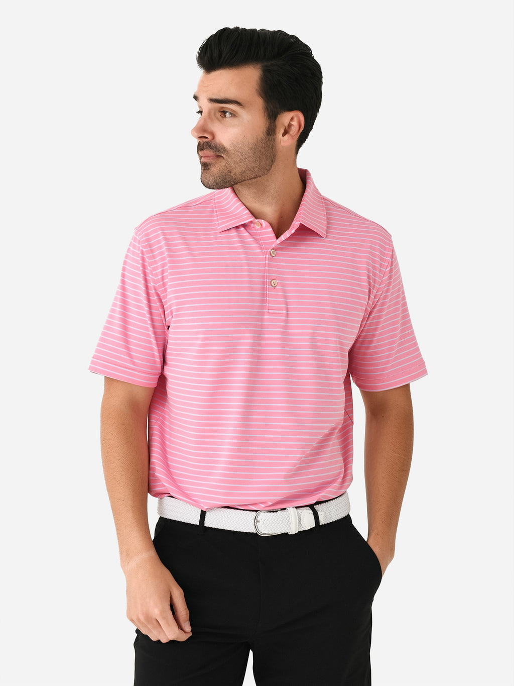 Peter Millar Crown Sport Men's Drum Performance Jersey Polo - Saint Bernard