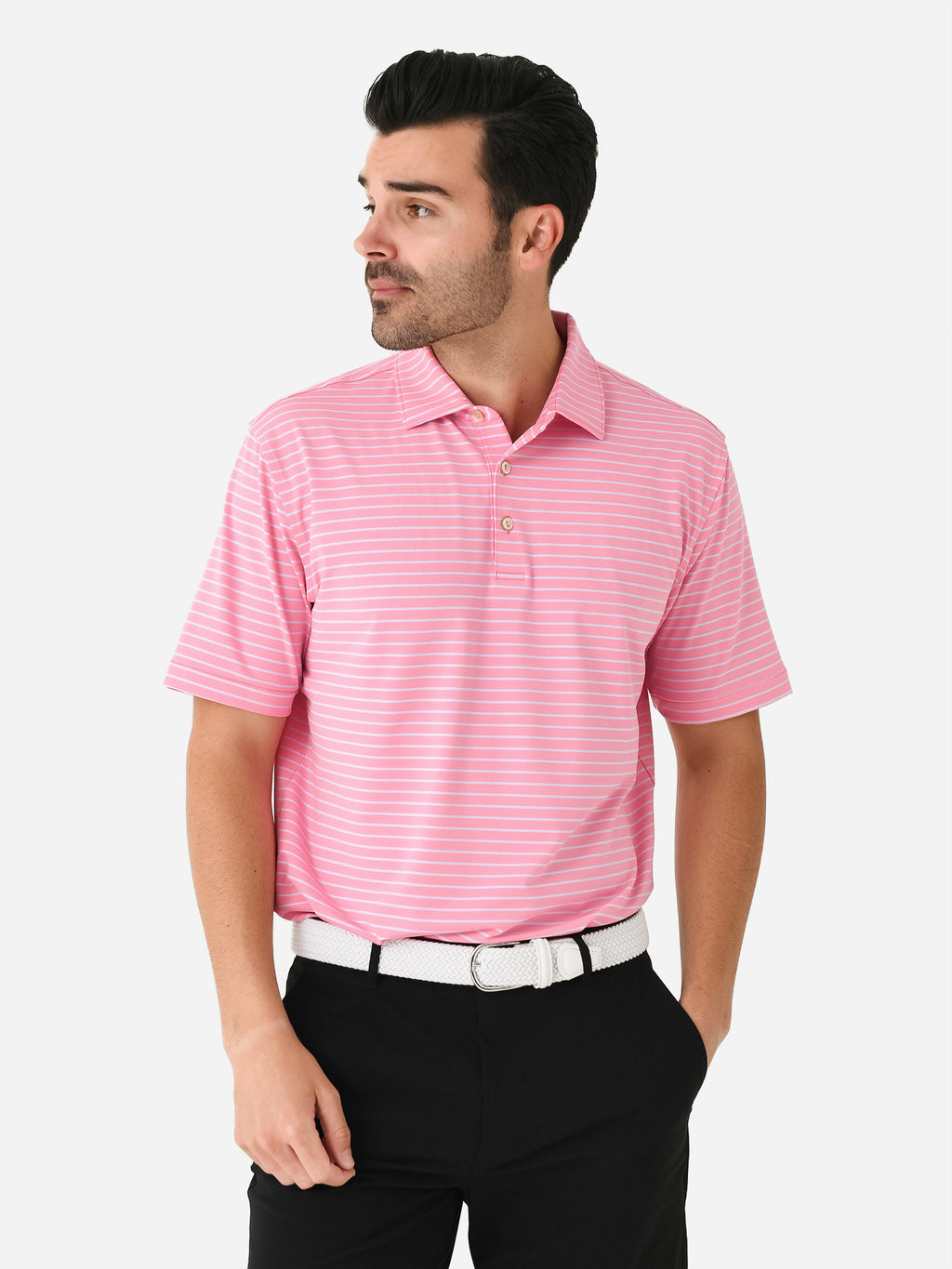Peter Millar Crown Sport Men's Drum Performance Jersey Polo - Saint Bernard
