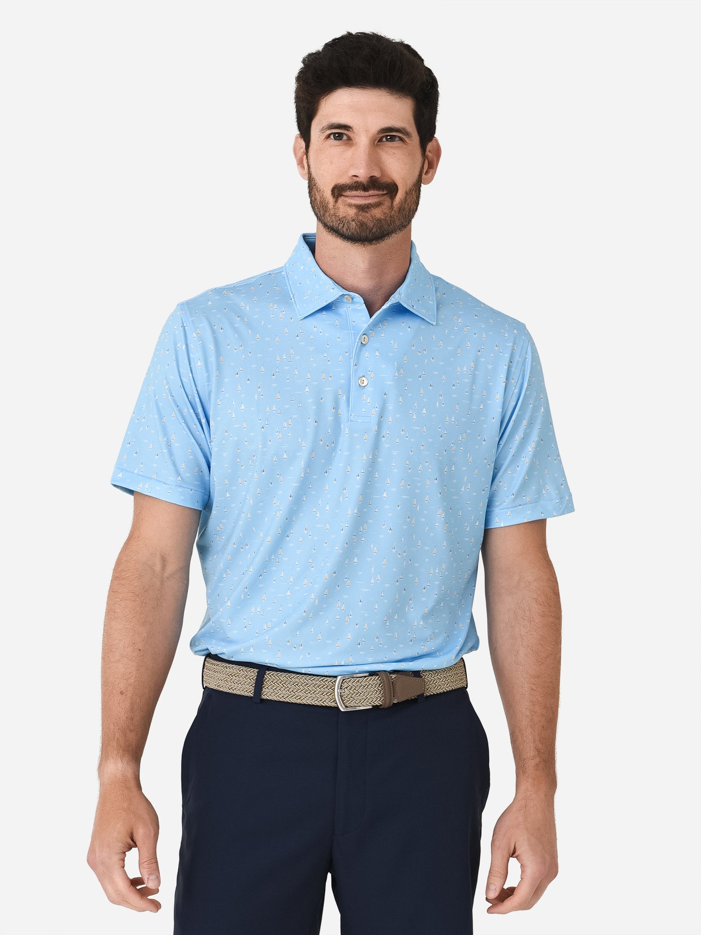 Peter Millar Crown Sport Men's Sailing Away Performance Polo - Saint Bernard