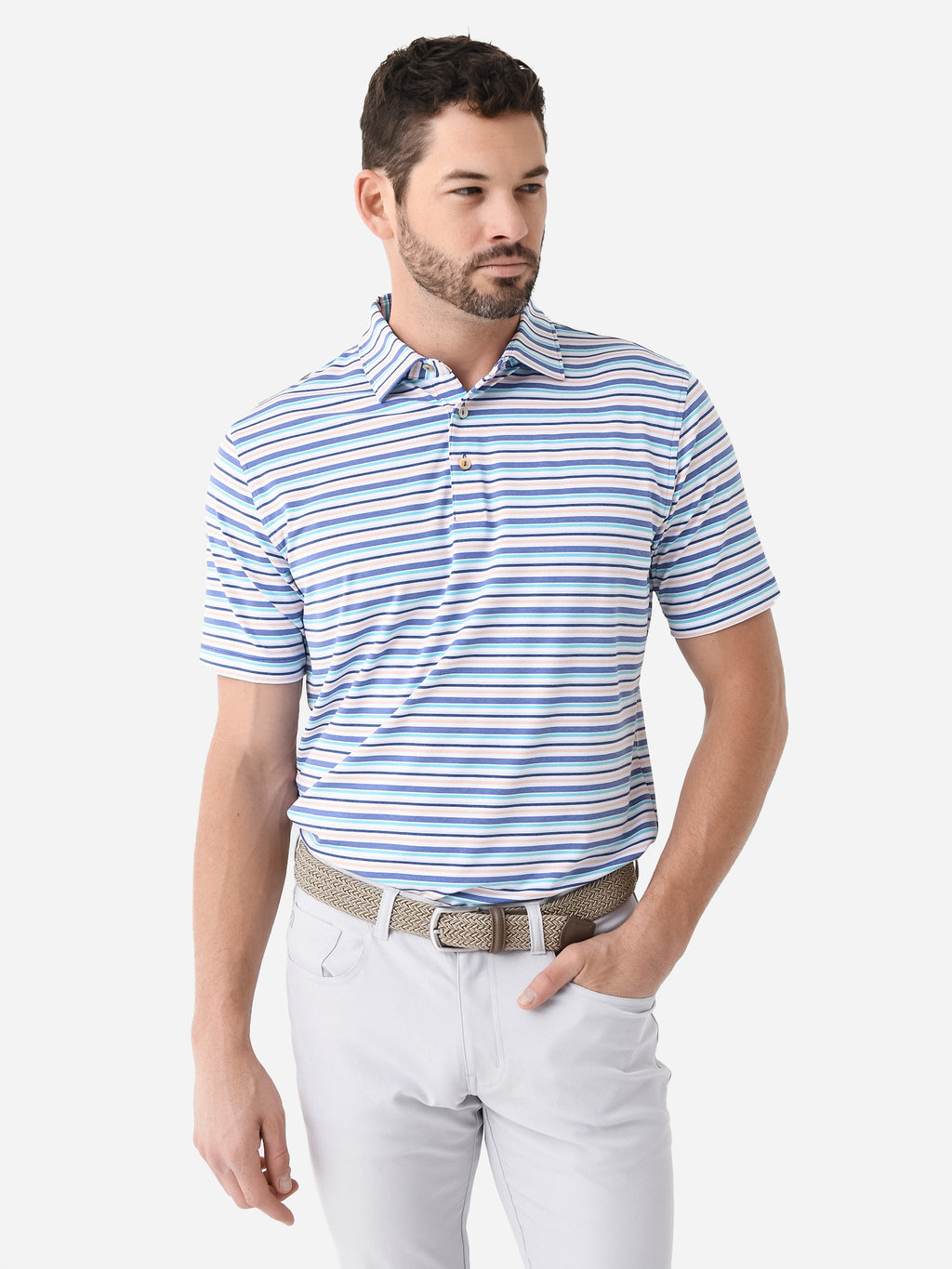 Peter Millar Crown Sport Men's Joan Performance Jersey Polo - Saint Bernard