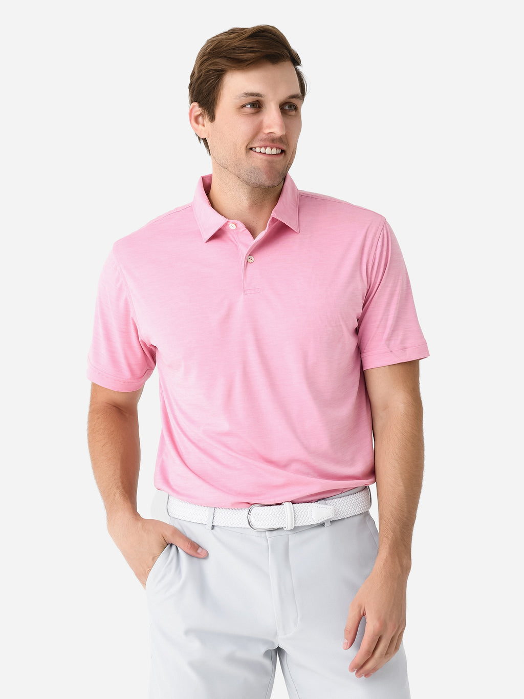 Peter Millar Crown Sport Men's Featherweight Mélange Polo - Saint Bernard