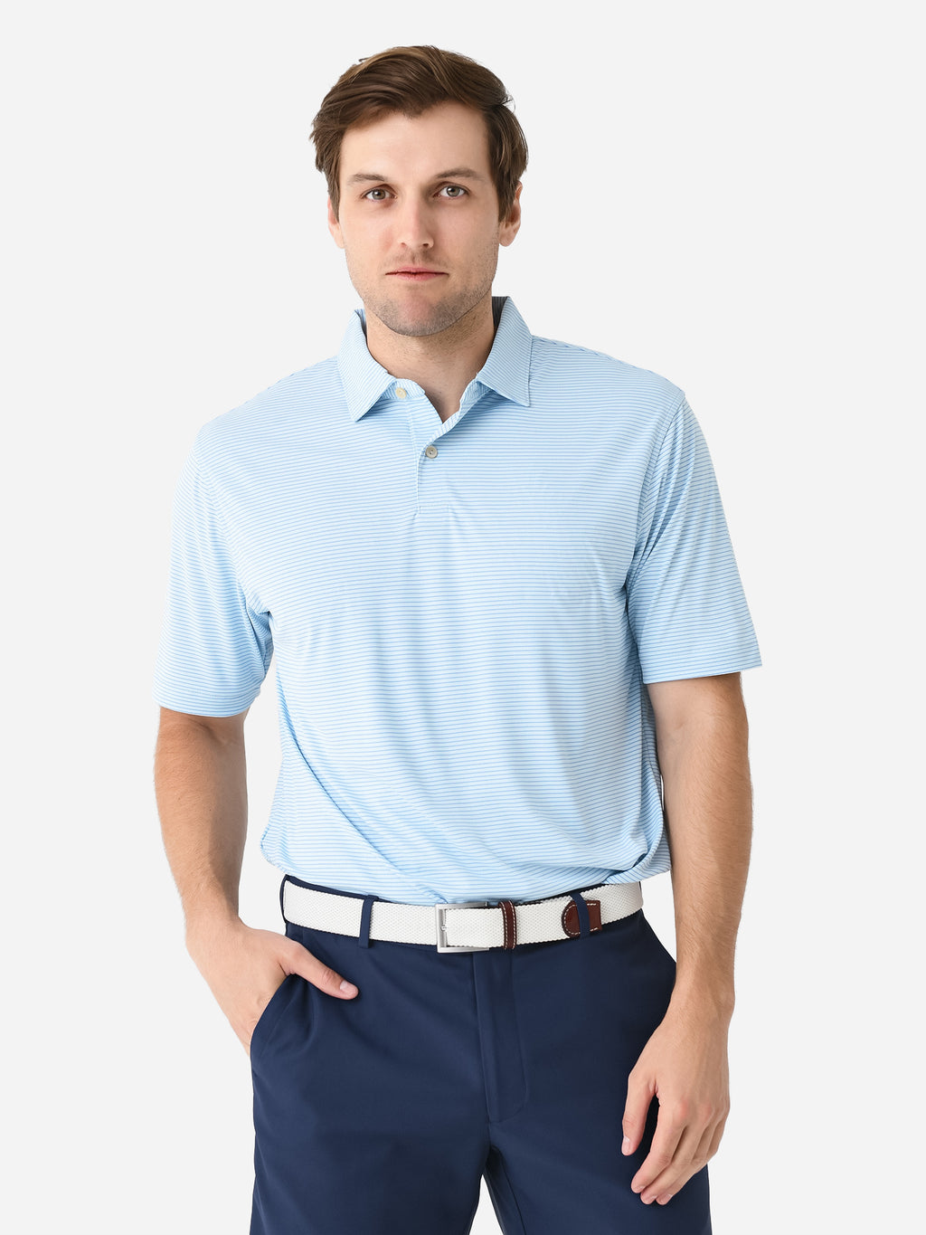 Peter Millar Crown Sport Men's Featherweight Stripe Polo - Saint Bernard