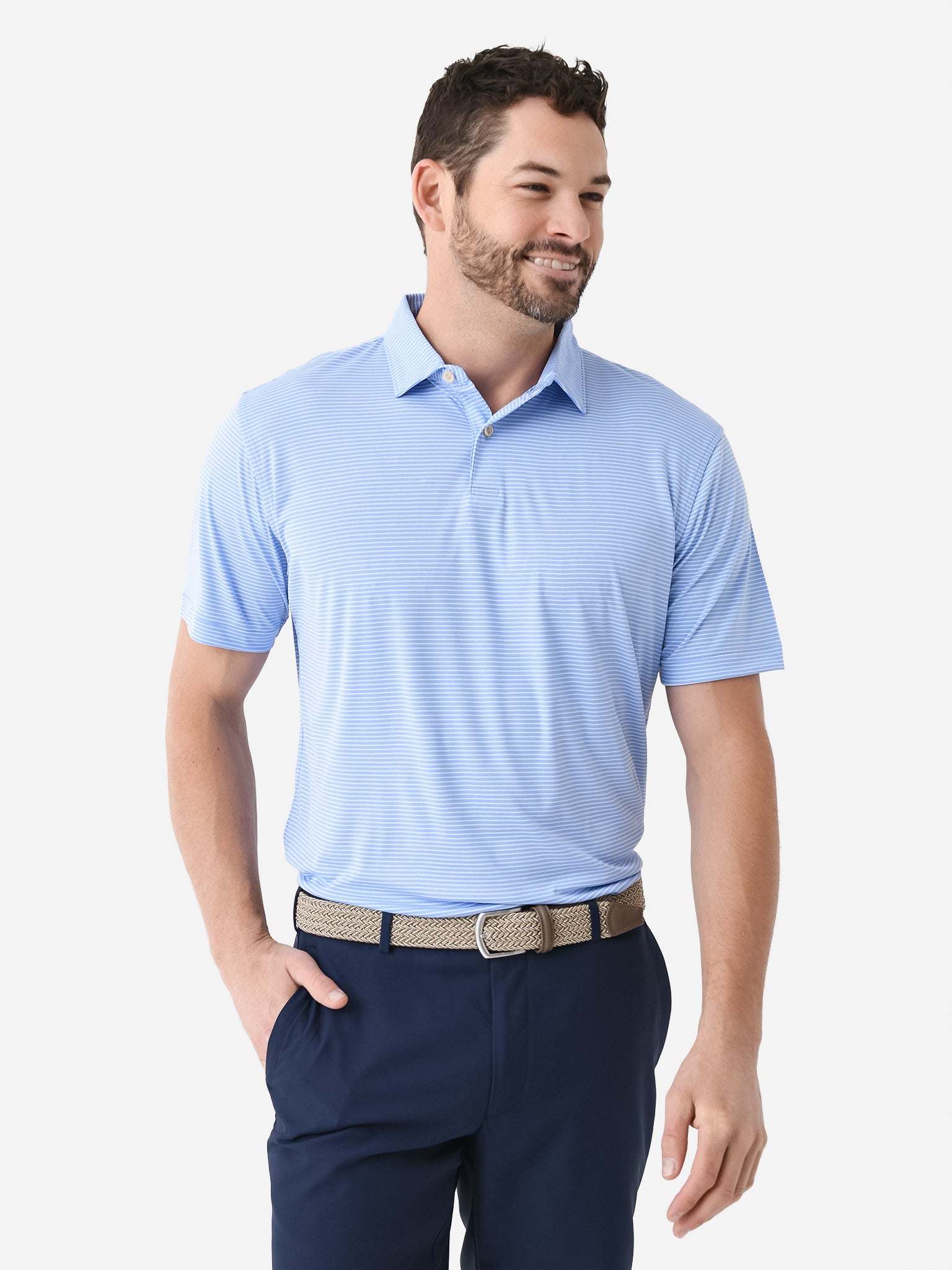 Peter Millar Crown Sport Men's Featherweight Stripe Polo - Saint Bernard