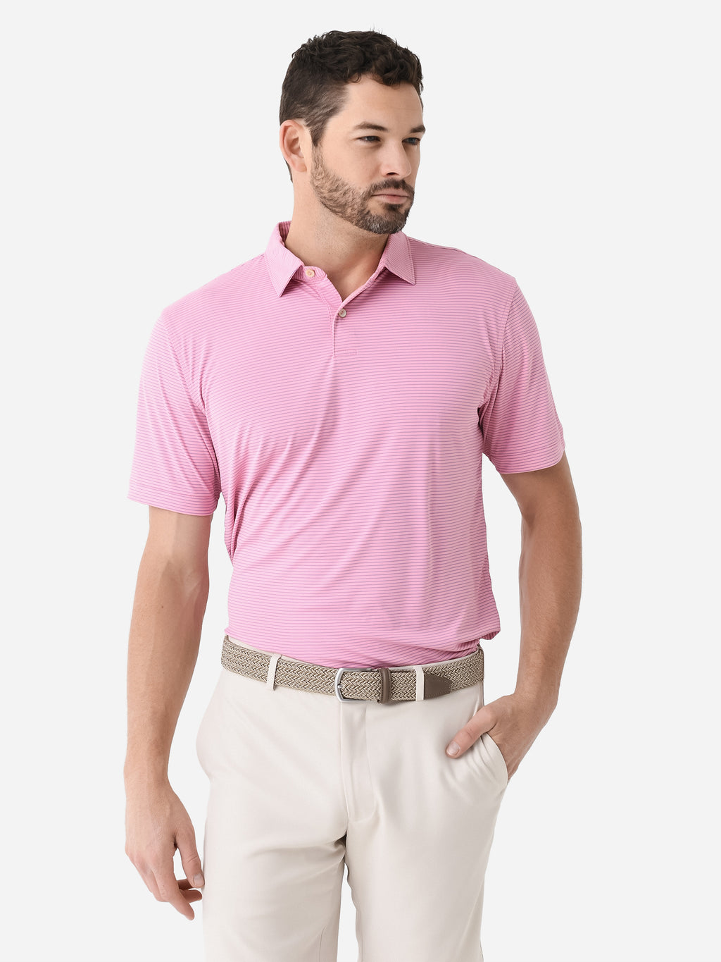 Peter Millar Crown Sport Men's Featherweight Stripe Polo - Saint Bernard