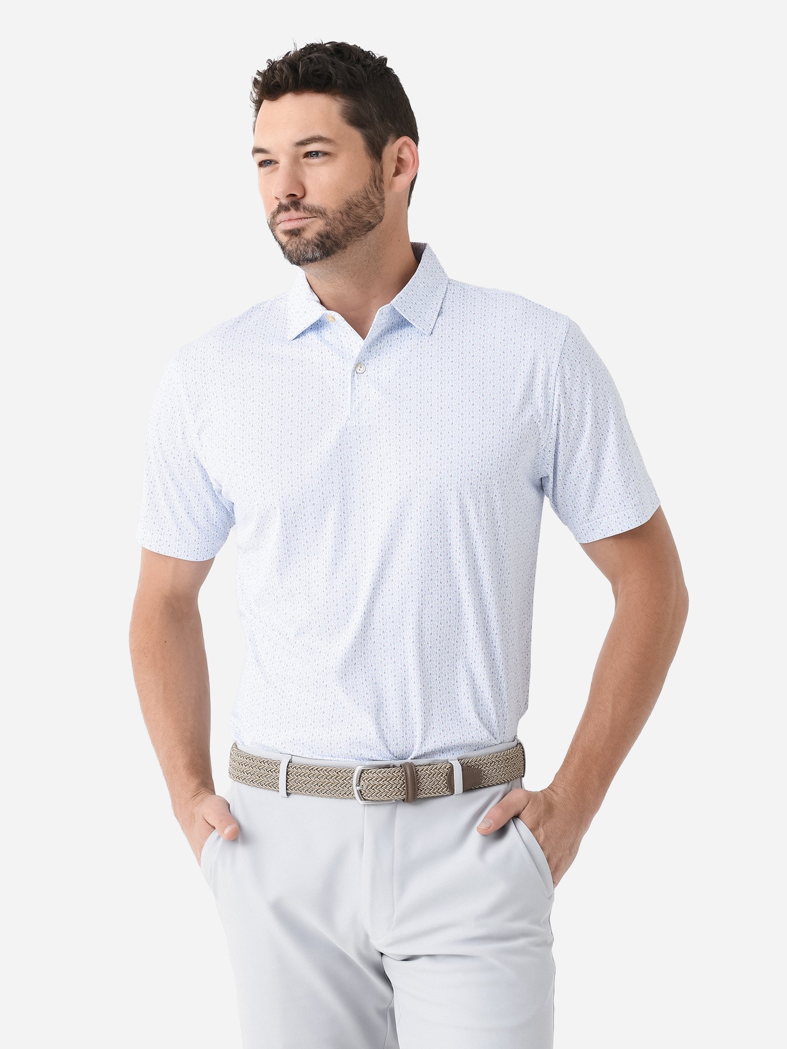 Peter Millar Crown Sport Men's Featherweight If You Like Piña Coladas Polo - Saint Bernard