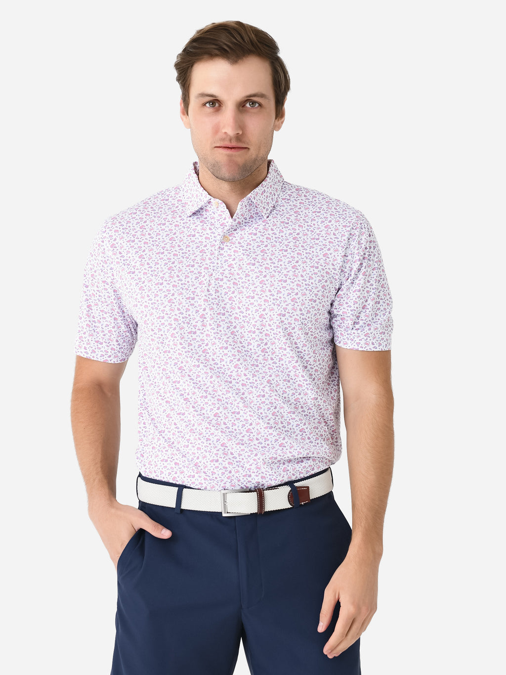 Peter Millar Crown Sport Men's Featherweight Crabs And Craps Polo - Saint Bernard