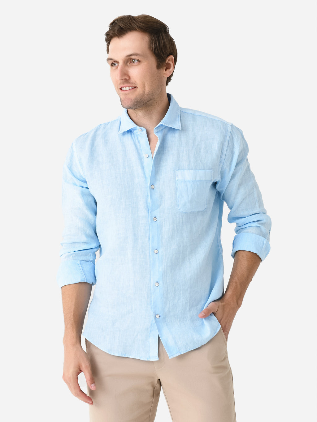 Peter Millar Crown Men's Coastal Garment Dyed Linen Sport Shirt - Saint Bernard