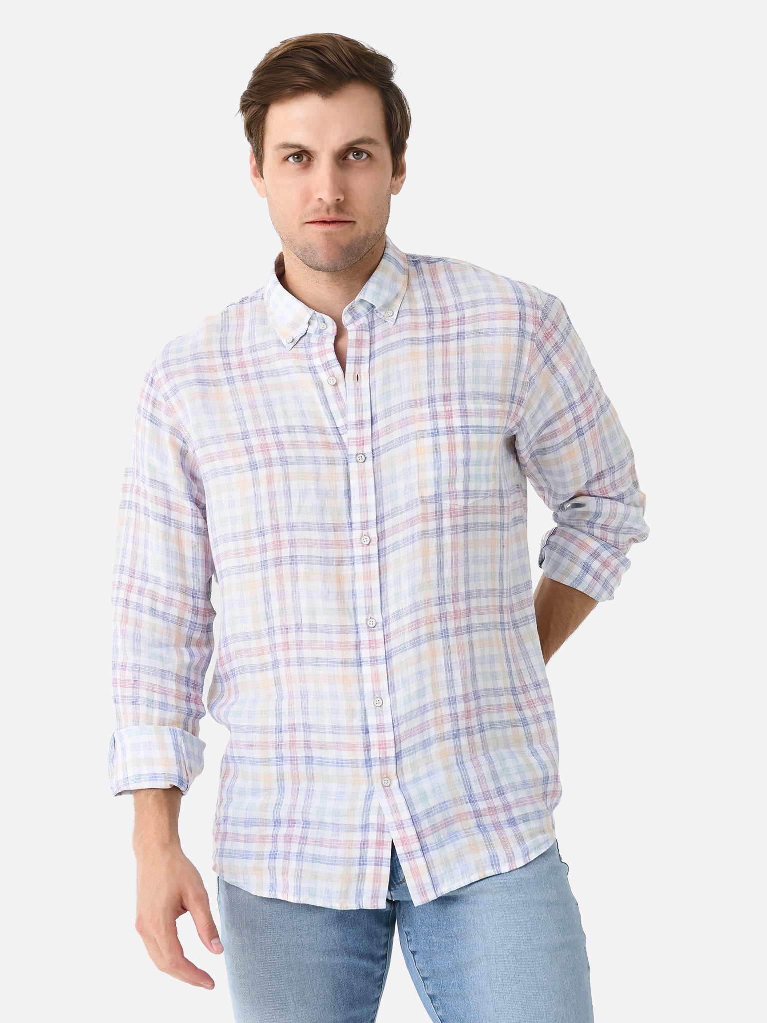 Peter Millar Crown Men's Hammock Linen Sport Shirt - Saint Bernard