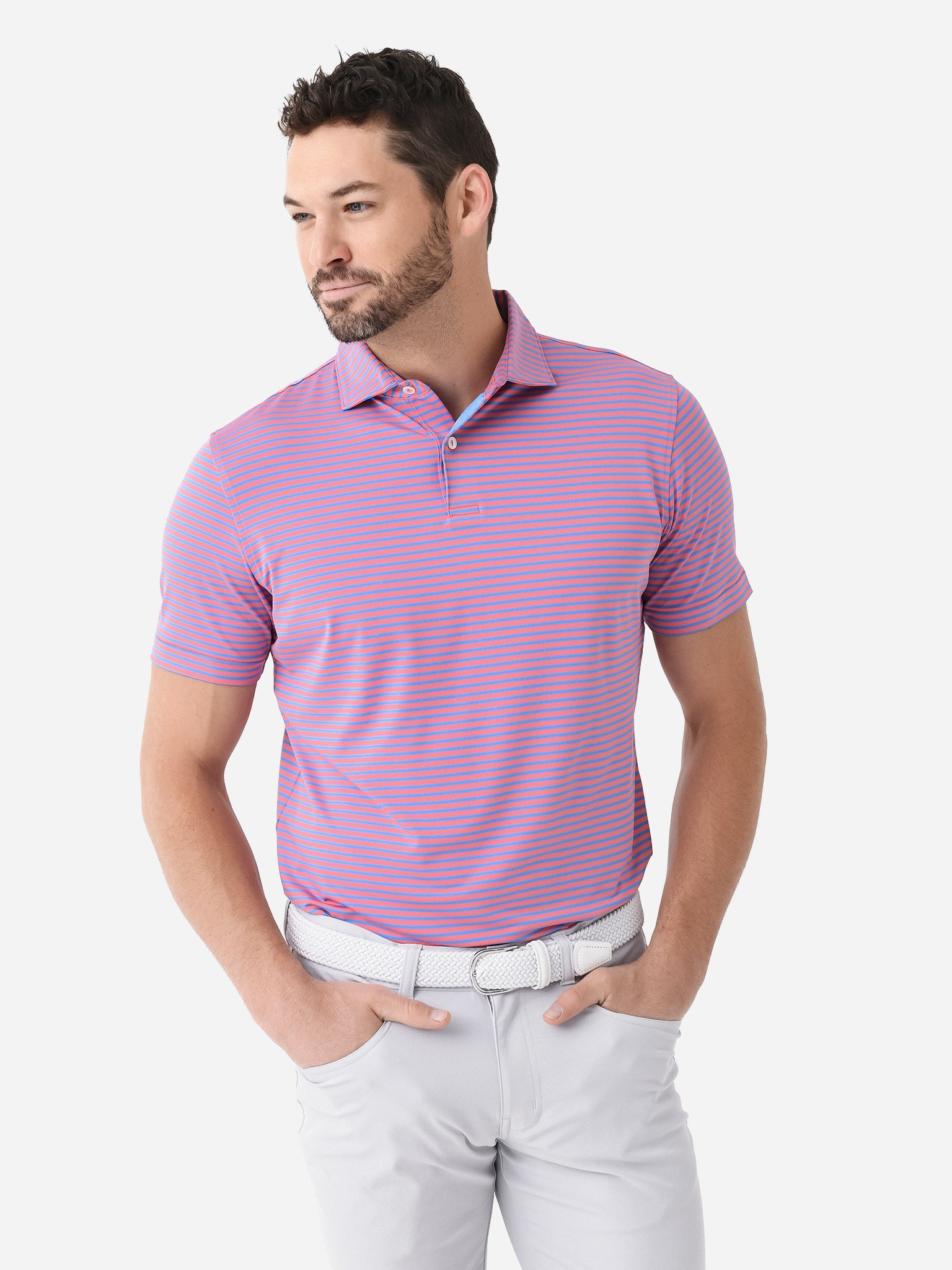 Peter Millar Crown Crafted Men's Miles Performance Jersey Polo - Saint Bernard