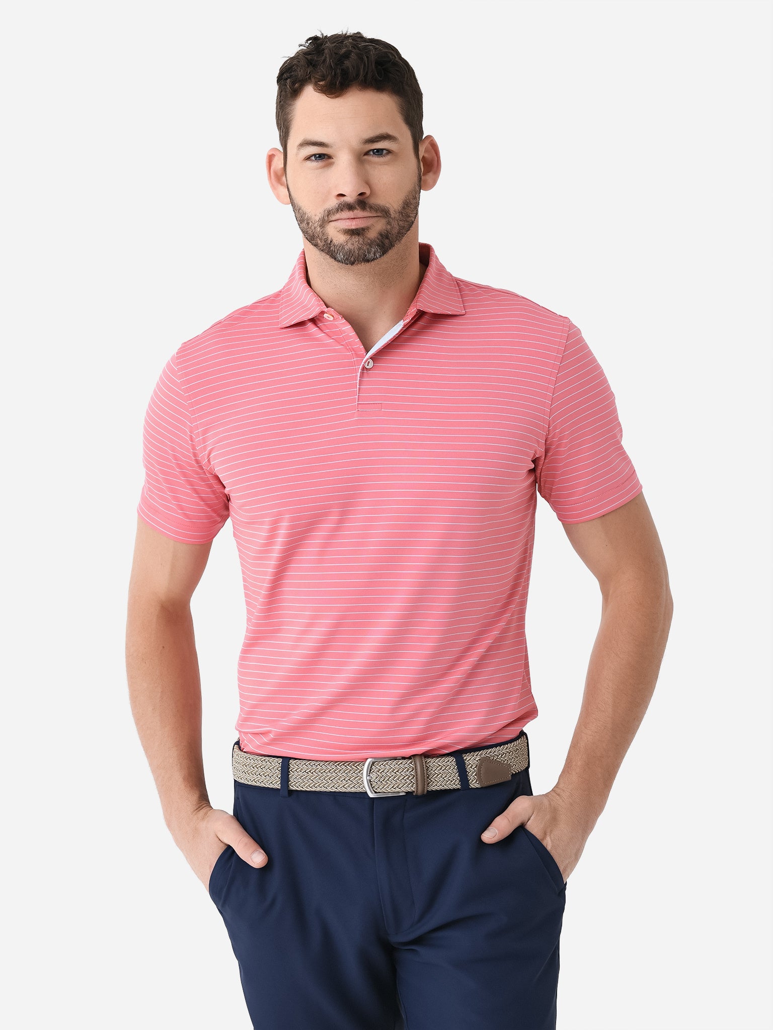 Peter Millar Crown Crafted Men's Duet Performance Jersey Polo - Saint Bernard