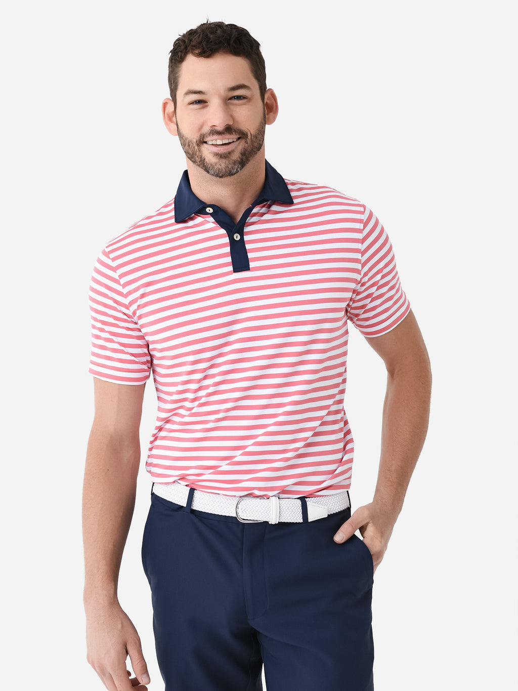 Peter Millar Crown Crafted Men's Bass Performance Jersey Polo - Saint Bernard