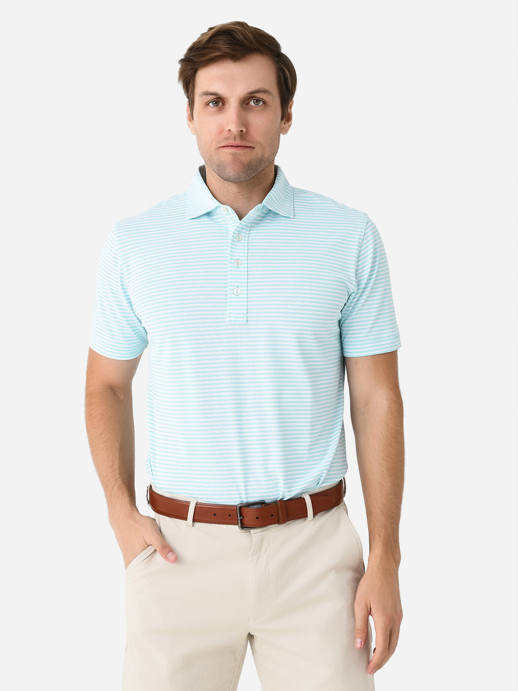 Peter Millar Crown Crafted Men's Mood Performance Mesh Polo - Saint Bernard