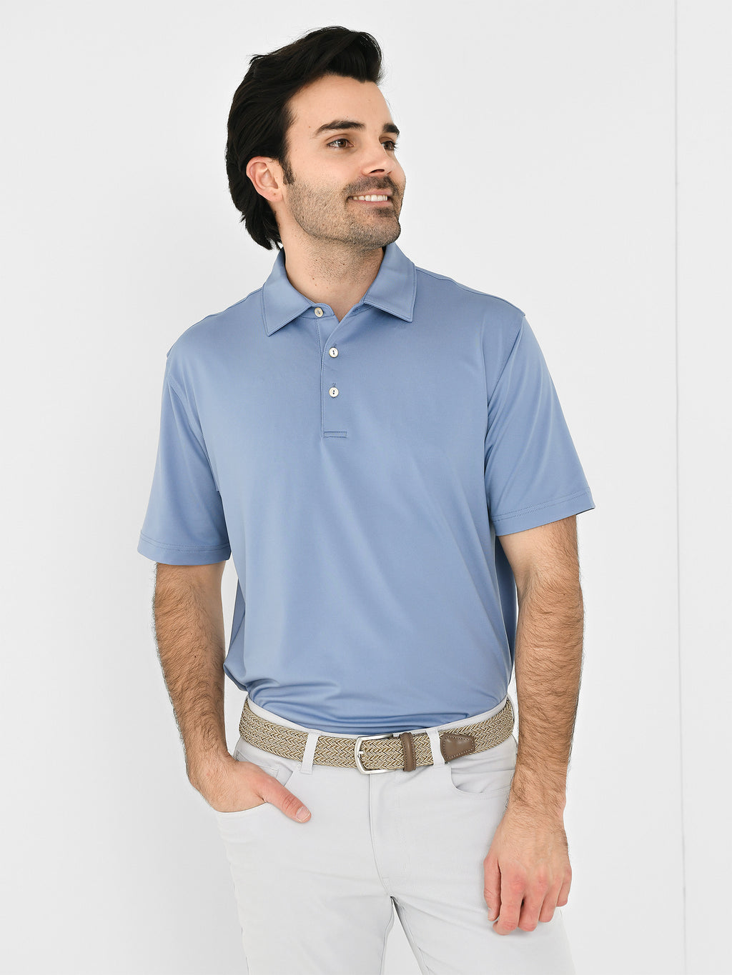 Peter Millar Crown Sport Men's Solid Performance Jersey Polo - Saint Bernard