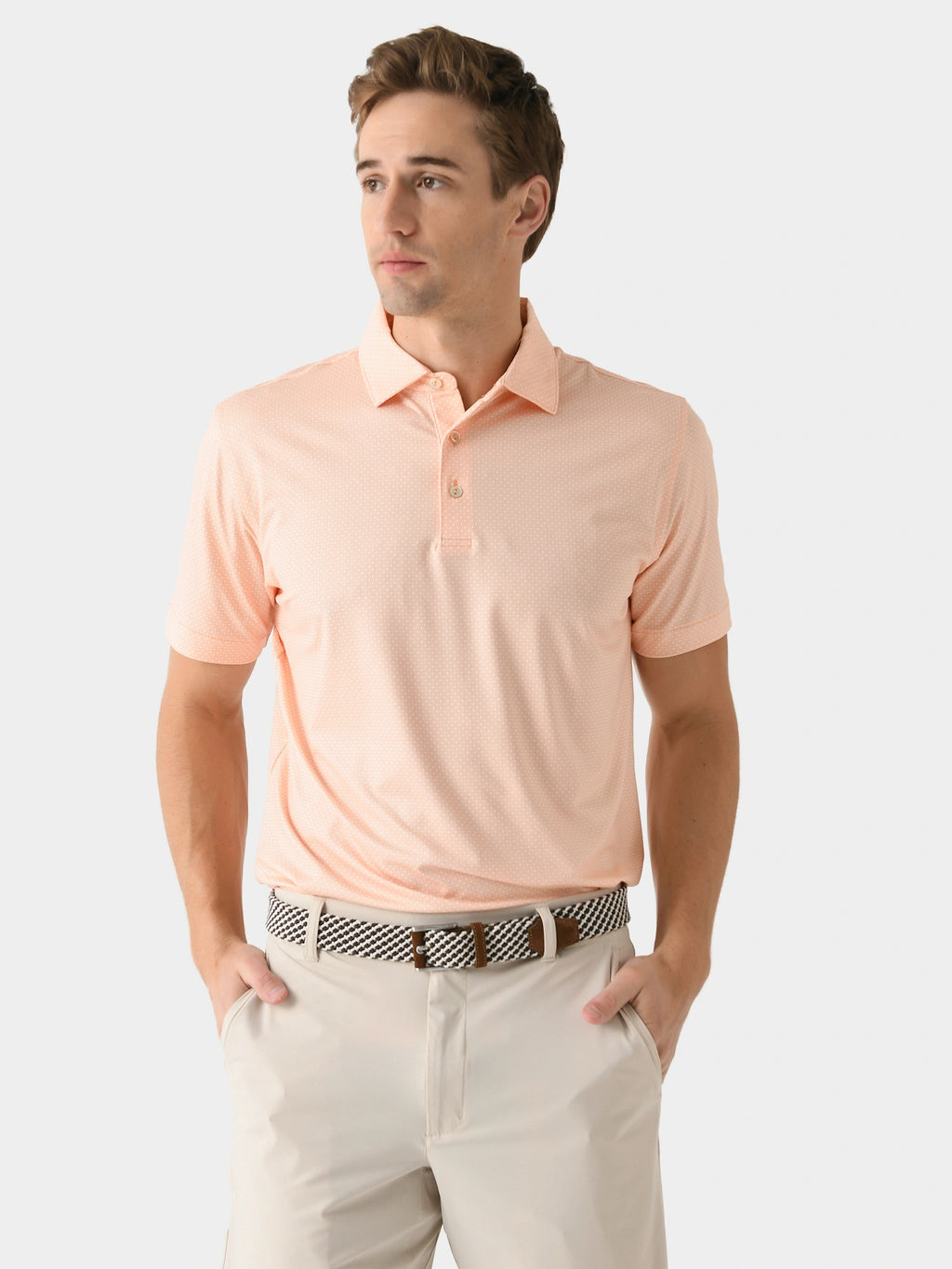 Peter Millar Crown Sport Men's Tesseract Performance Jersey Polo - Saint Bernard