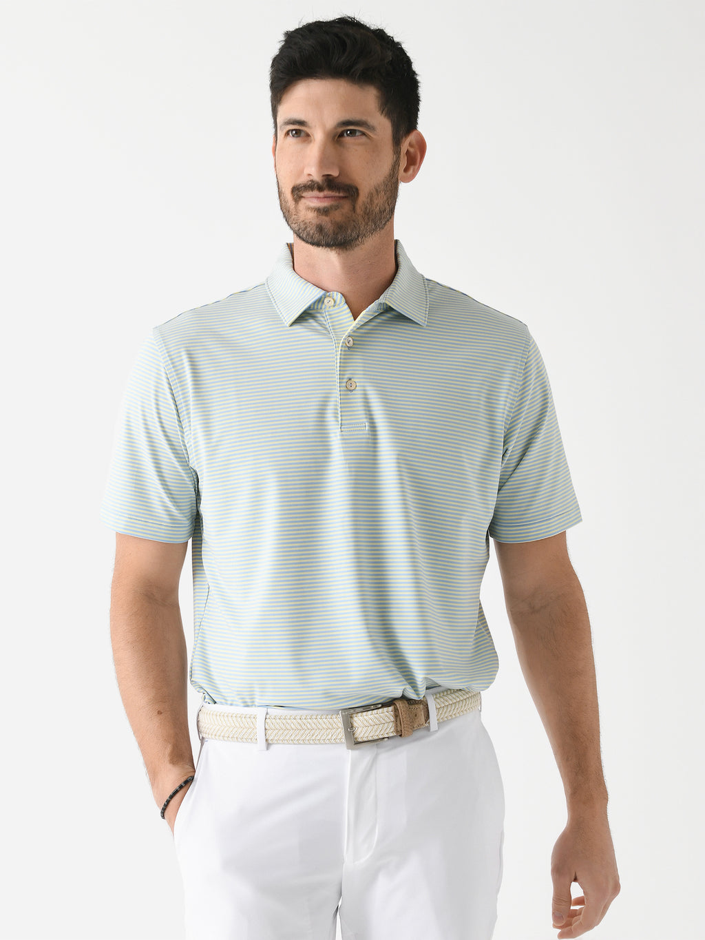 Peter Millar Crown Sport Men's Hales Performance Jersey Polo - Saint Bernard