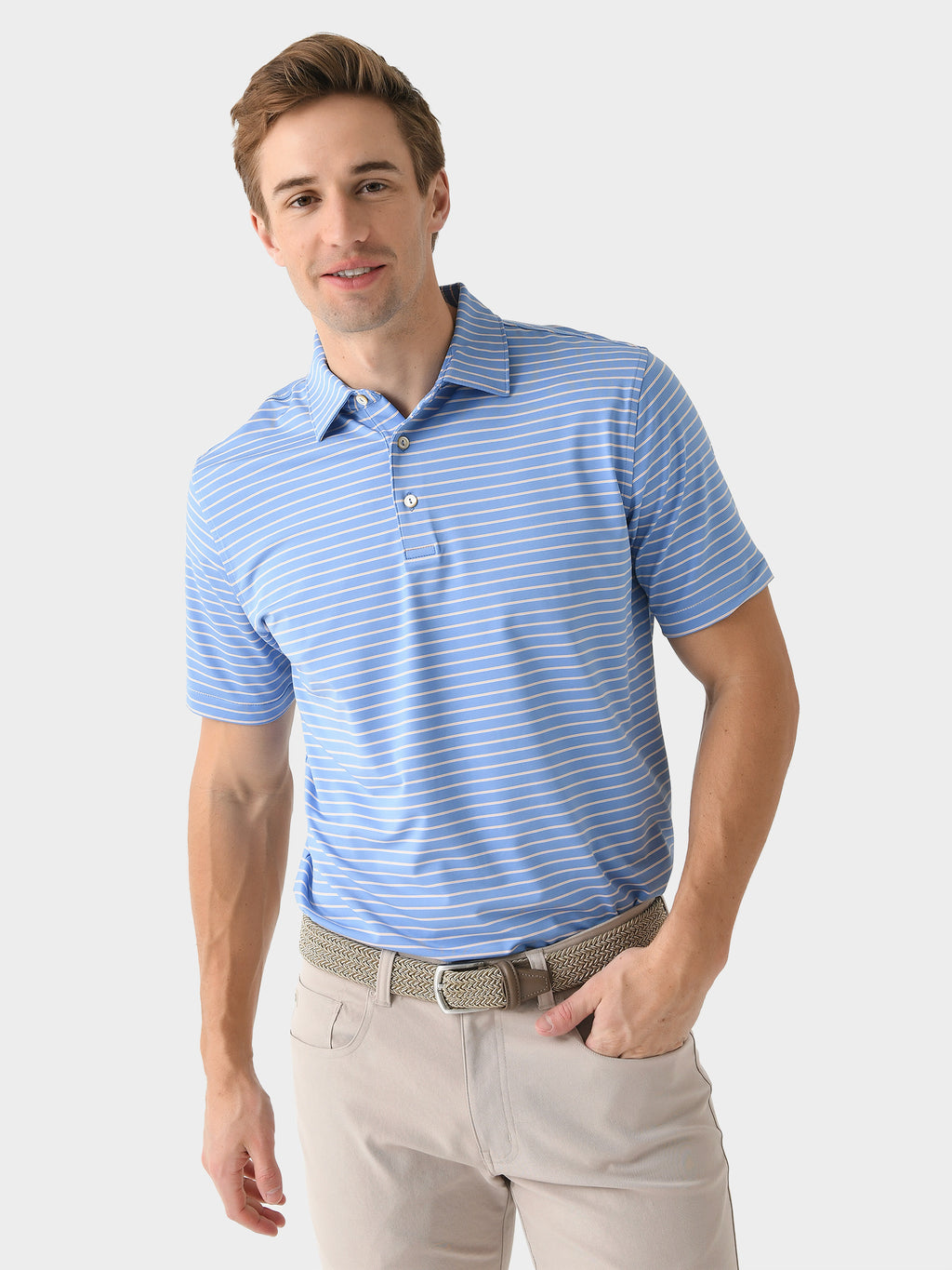 Peter Millar Crown Sport Men's Drum Performance Jersey Polo - Saint Bernard