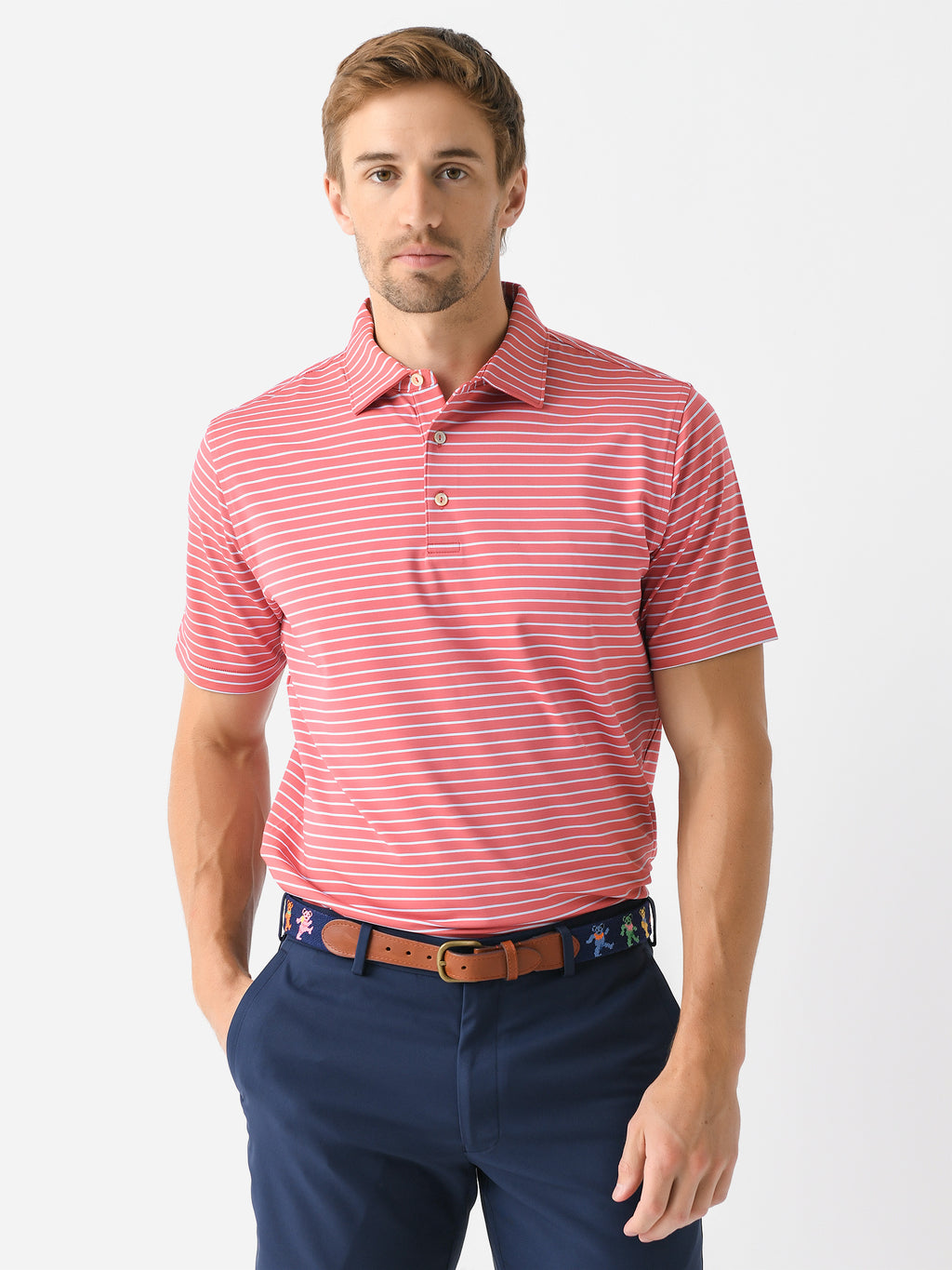 Peter Millar Crown Sport Men's Drum Performance Jersey Polo - Saint Bernard