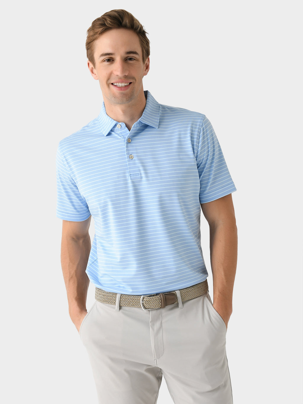 Peter Millar Crown Sport Men's Drum Performance Jersey Polo - Saint Bernard