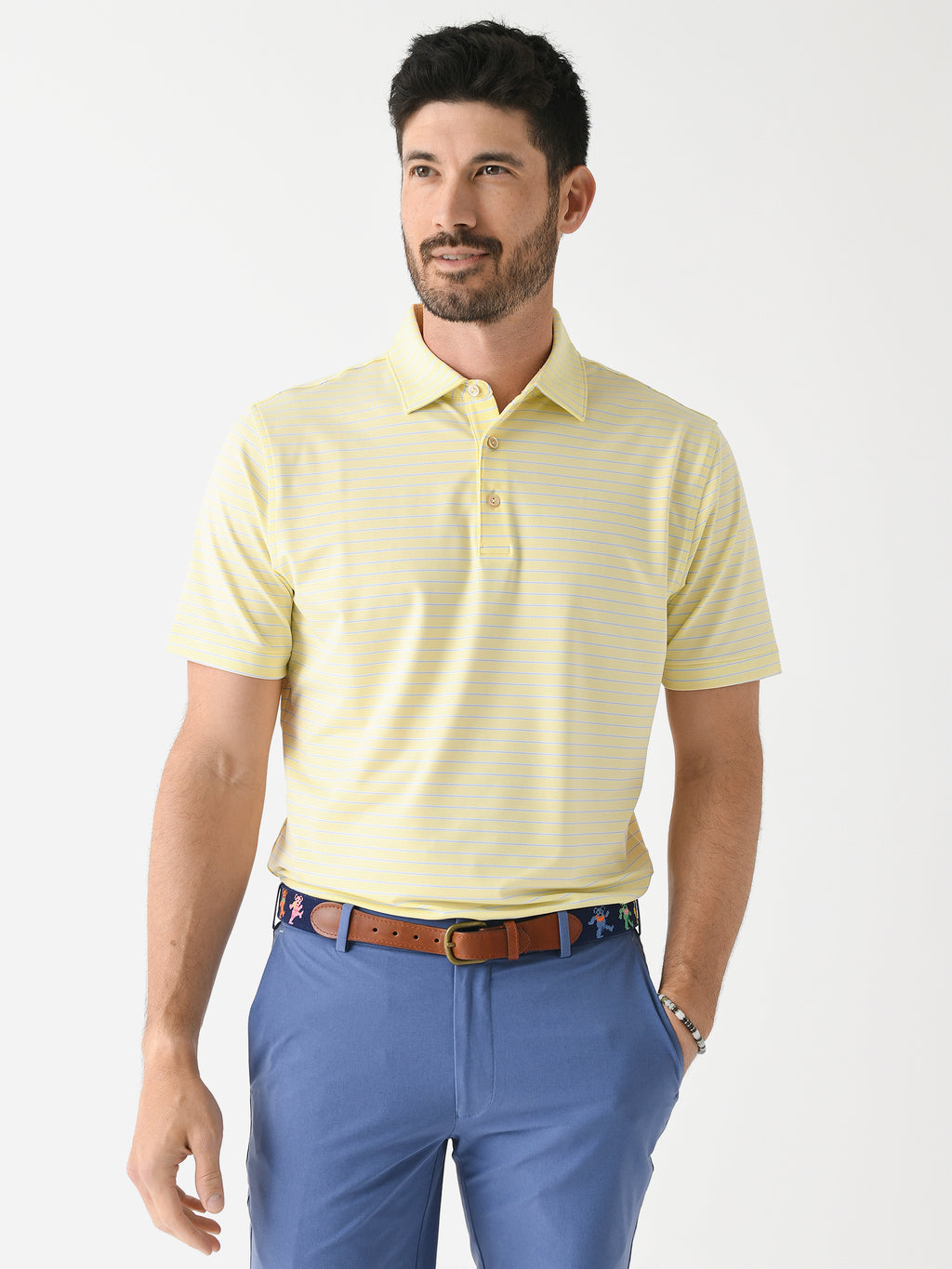 Peter Millar Crown Sport Men's Drum Performance Jersey Polo - Saint Bernard