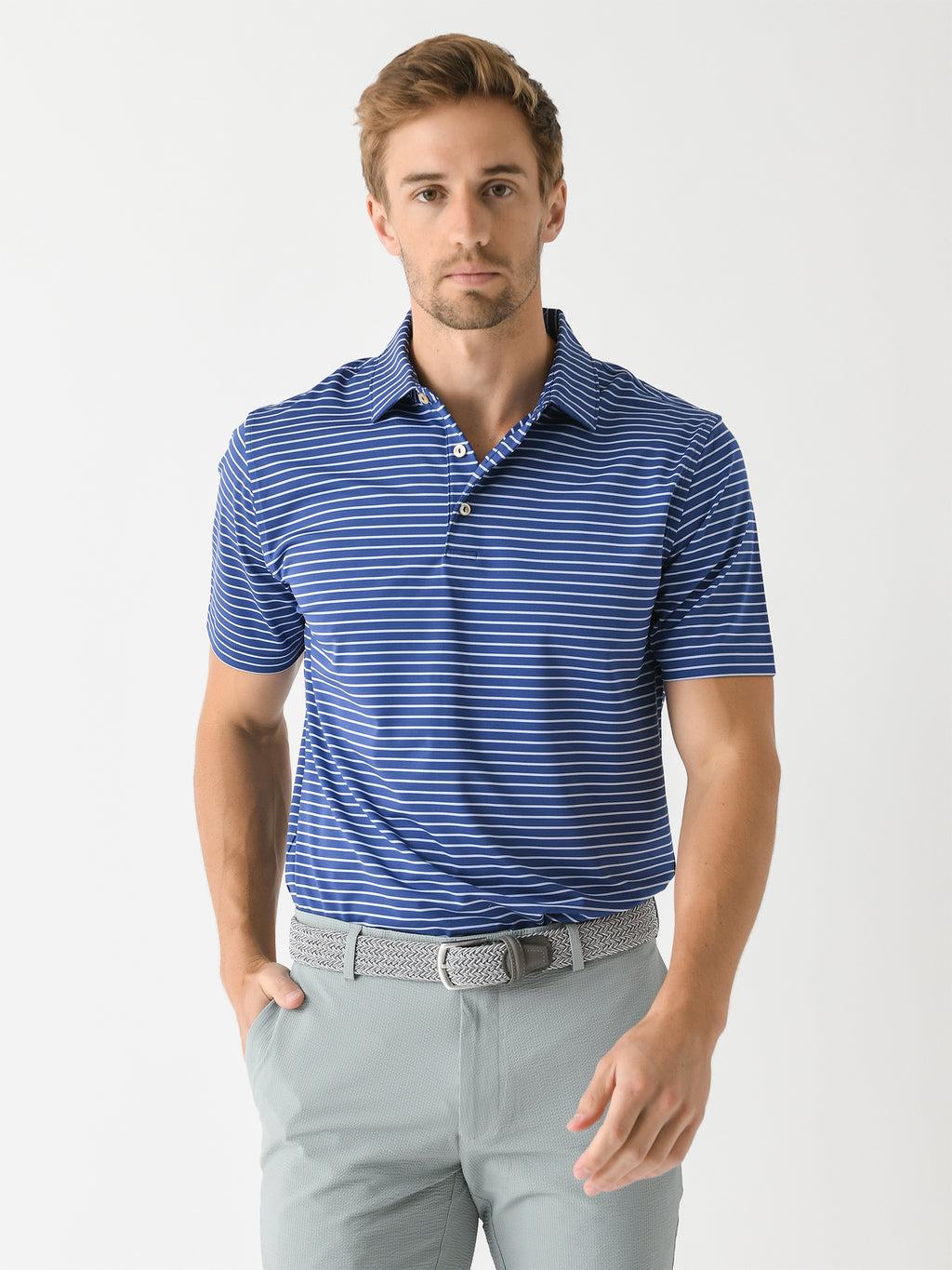 Peter Millar Crown Sport Men's Drum Performance Jersey Polo - Saint Bernard