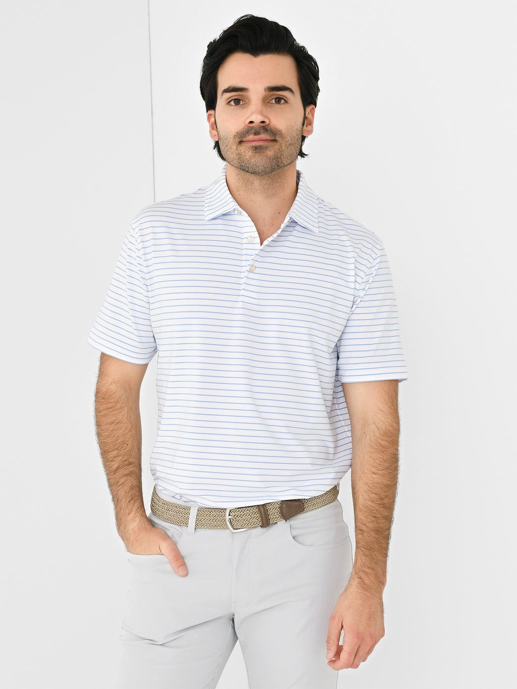 Peter Millar Crown Sport Men's Drum Performance Jersey Polo - Saint Bernard