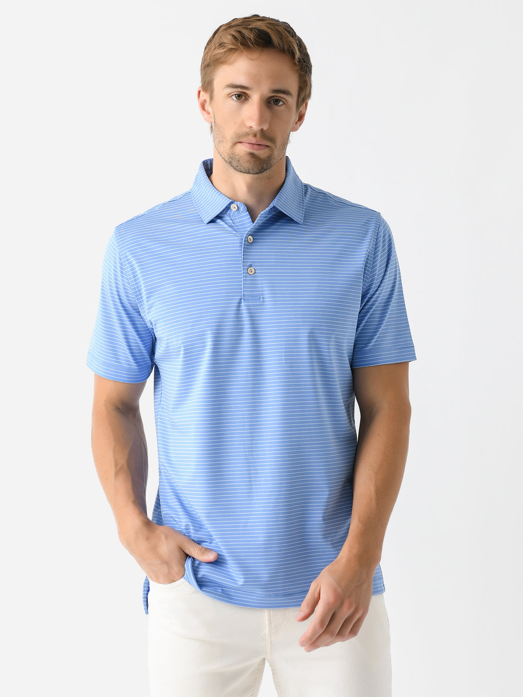Peter Millar Crown Sport Men's Hemlock Performance Jersey Polo - Saint Bernard