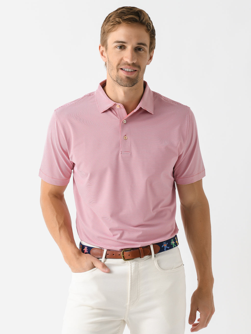 Peter Millar Crown Sport Men's Jubilee Stripe Performance Polo - Saint Bernard