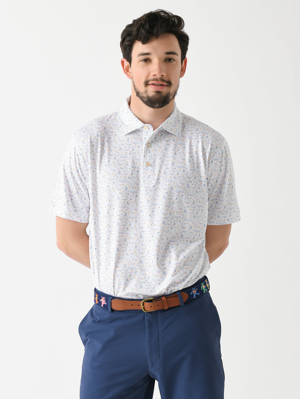 Peter Millar Crown Sport Men's 5 O'clock In Fiji Performance Jersey Polo - Saint Bernard