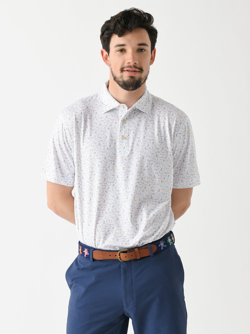 Peter Millar Crown Sport Men's 5 O'clock In Fiji Performance Jersey Polo