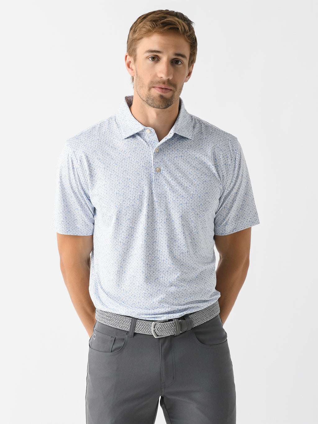 Peter Millar Crown Sport Men's Whiskey Sour Performance Jersey Polo - Saint Bernard