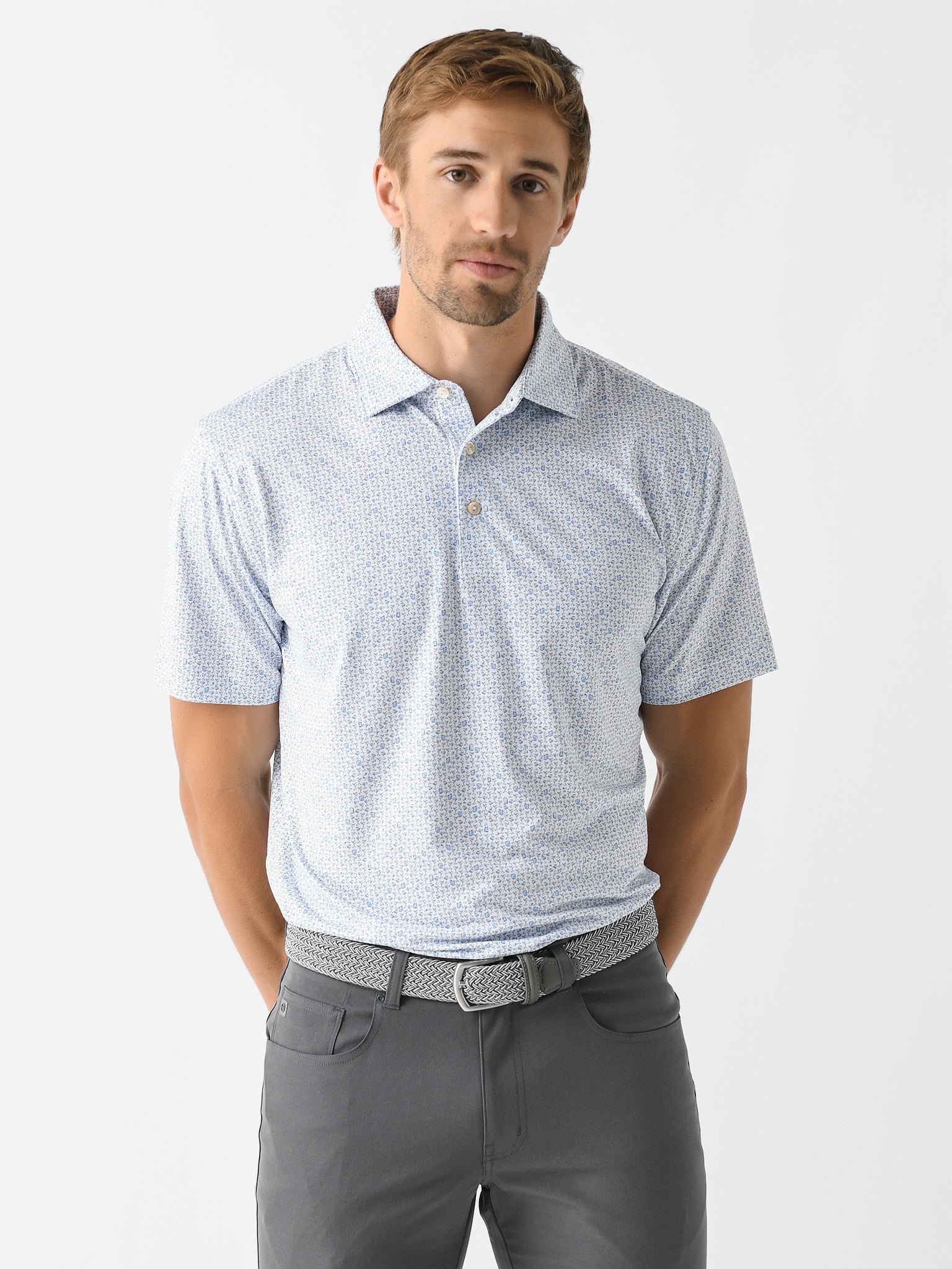 Peter Millar Crown Sport Men's Whiskey Sour Performance Jersey Polo - Saint Bernard