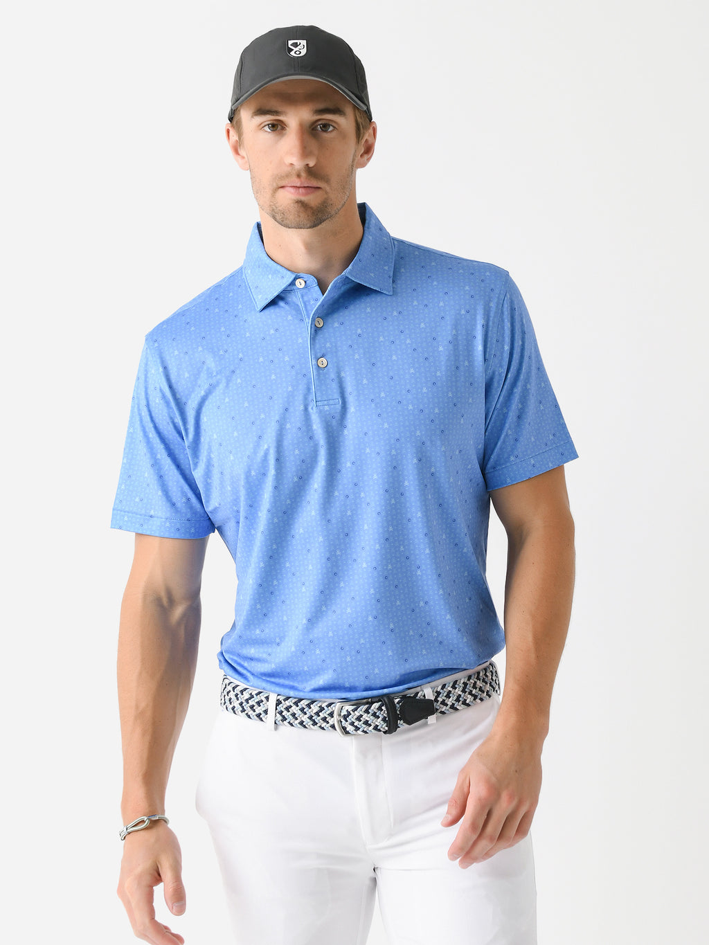 Peter Millar Crown Sport Men's Skull In One Performance Jersey Polo - Saint Bernard