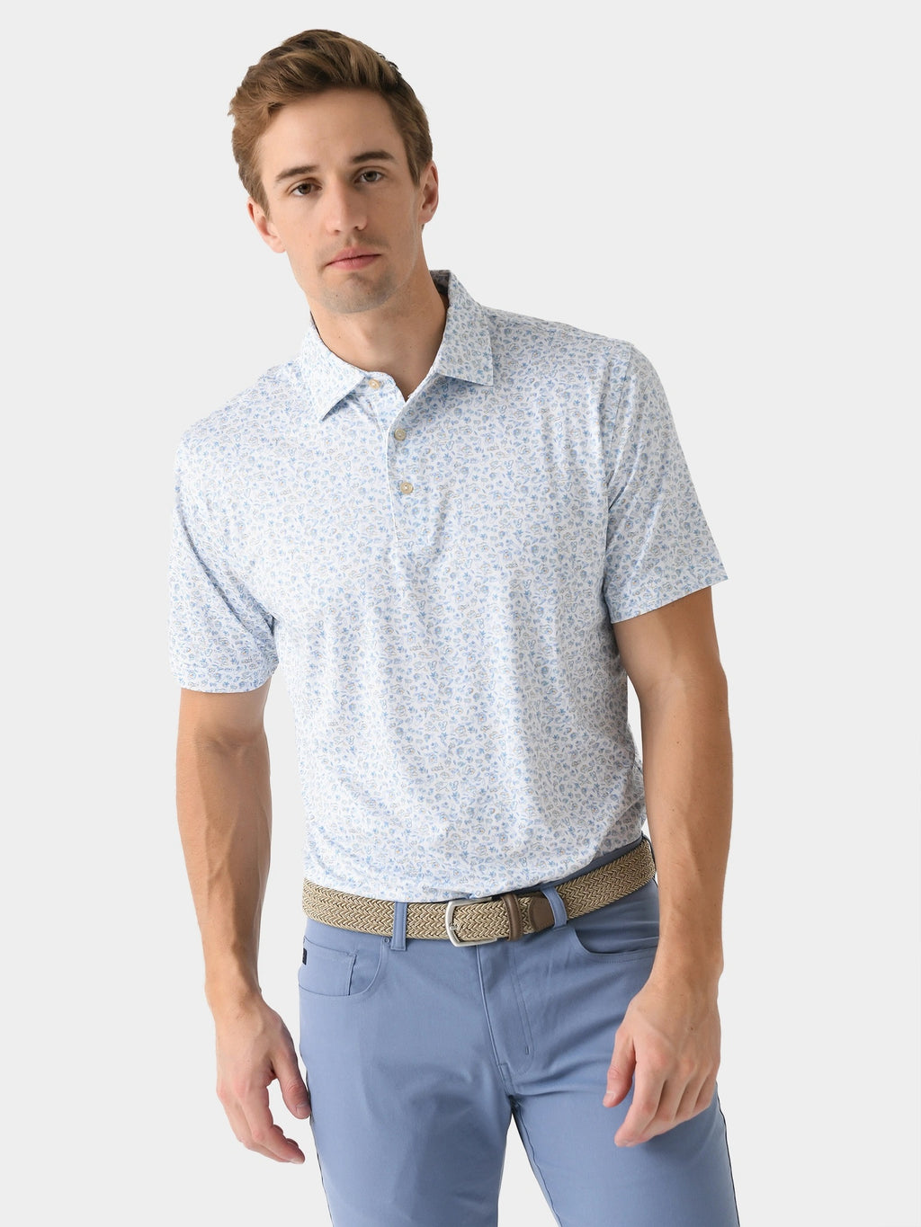 Peter Millar Crown Sport Men's Fat Tuesday Performance Jersey Polo - Saint Bernard