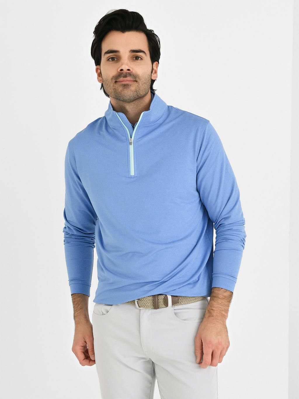 Peter Millar Crown Sport Men's Perth Mélange Performance Quarter-Zip - Saint Bernard