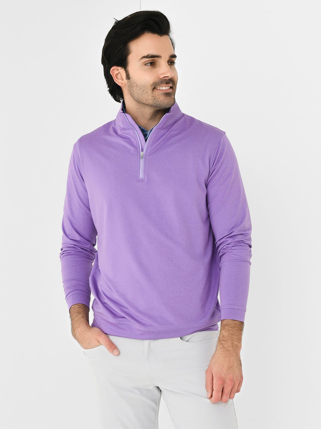 Peter Millar Crown Sport Men's Perth Mélange Performance Quarter-Zip - Saint Bernard