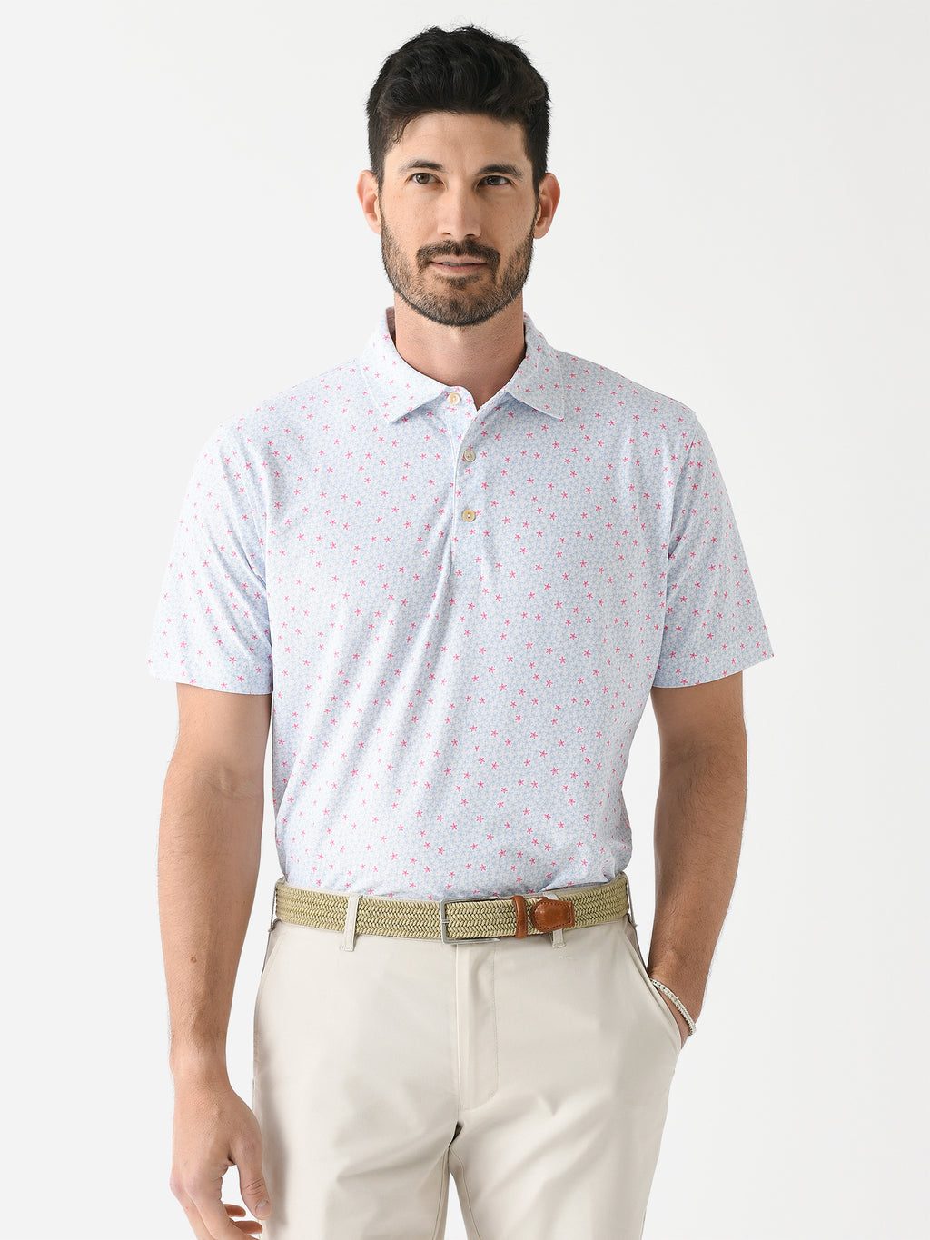 Peter Millar Crown Sport Men's Starfish Performance Mesh Polo - Saint Bernard
