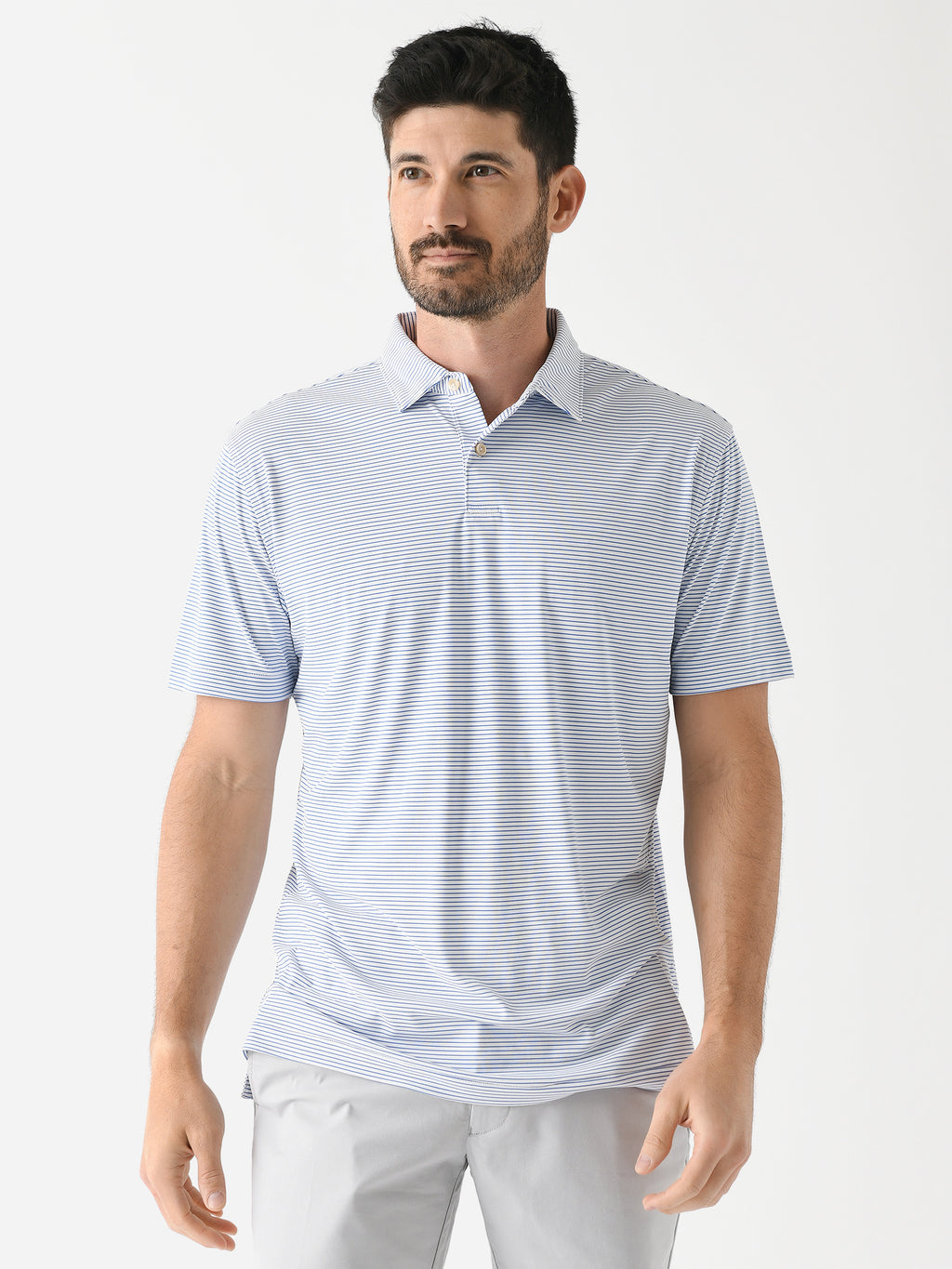 Peter Millar Crown Sport Men's Featherweight Stripe Polo - Saint Bernard