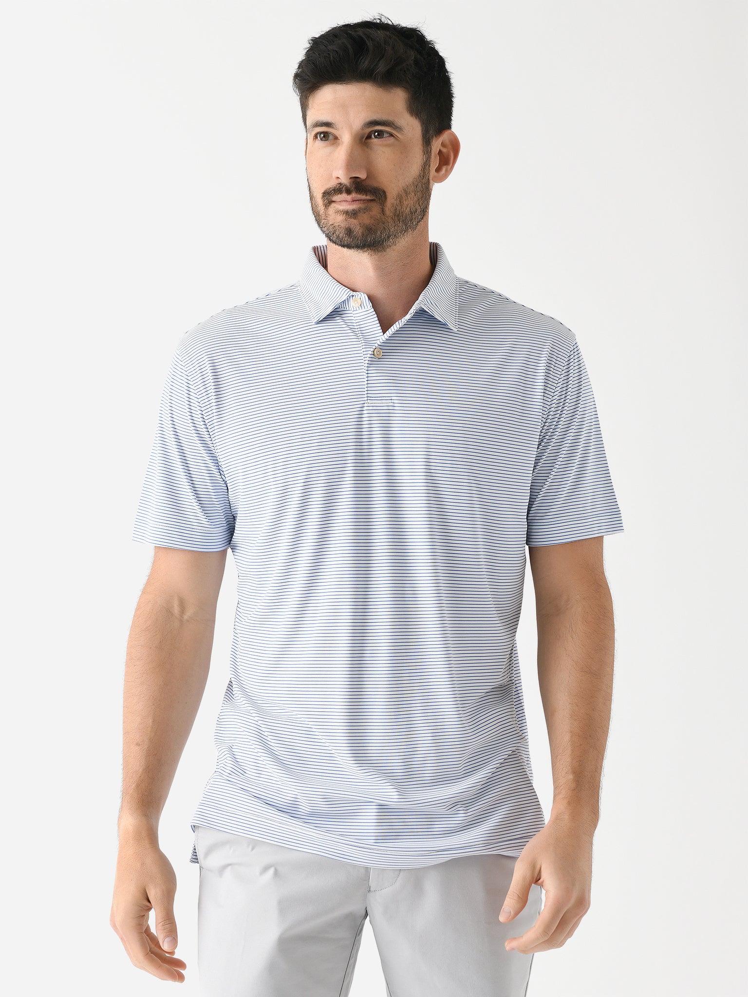 Peter Millar Crown Sport Men's Featherweight Stripe Polo - Saint Bernard