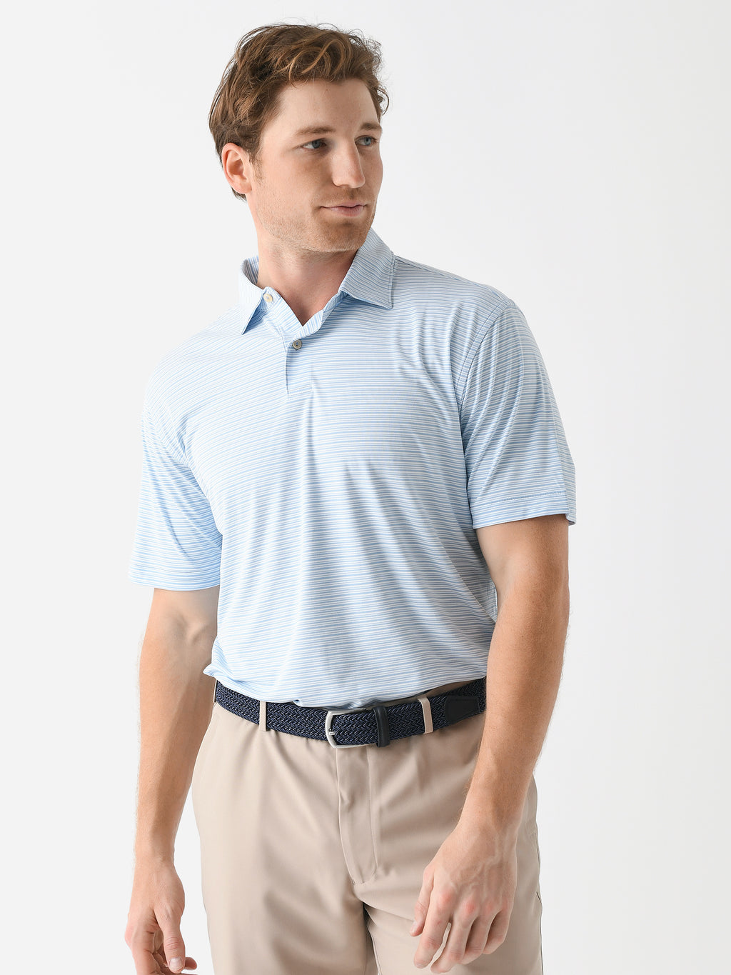 Peter Millar Crown Sport Men's Featherweight Payne Stripe Polo - Saint Bernard