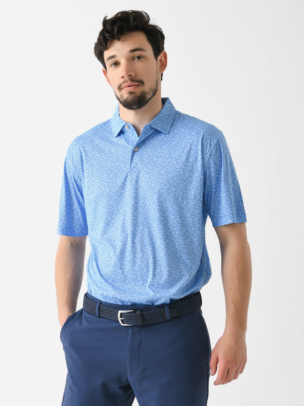 Peter Millar Crown Sport Men's Featherweight Royal Flush Polo - Saint Bernard