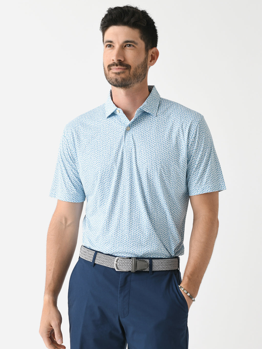 Peter Millar Crown Sport Men's Featherweight Golf On The Rocks Polo - Saint Bernard
