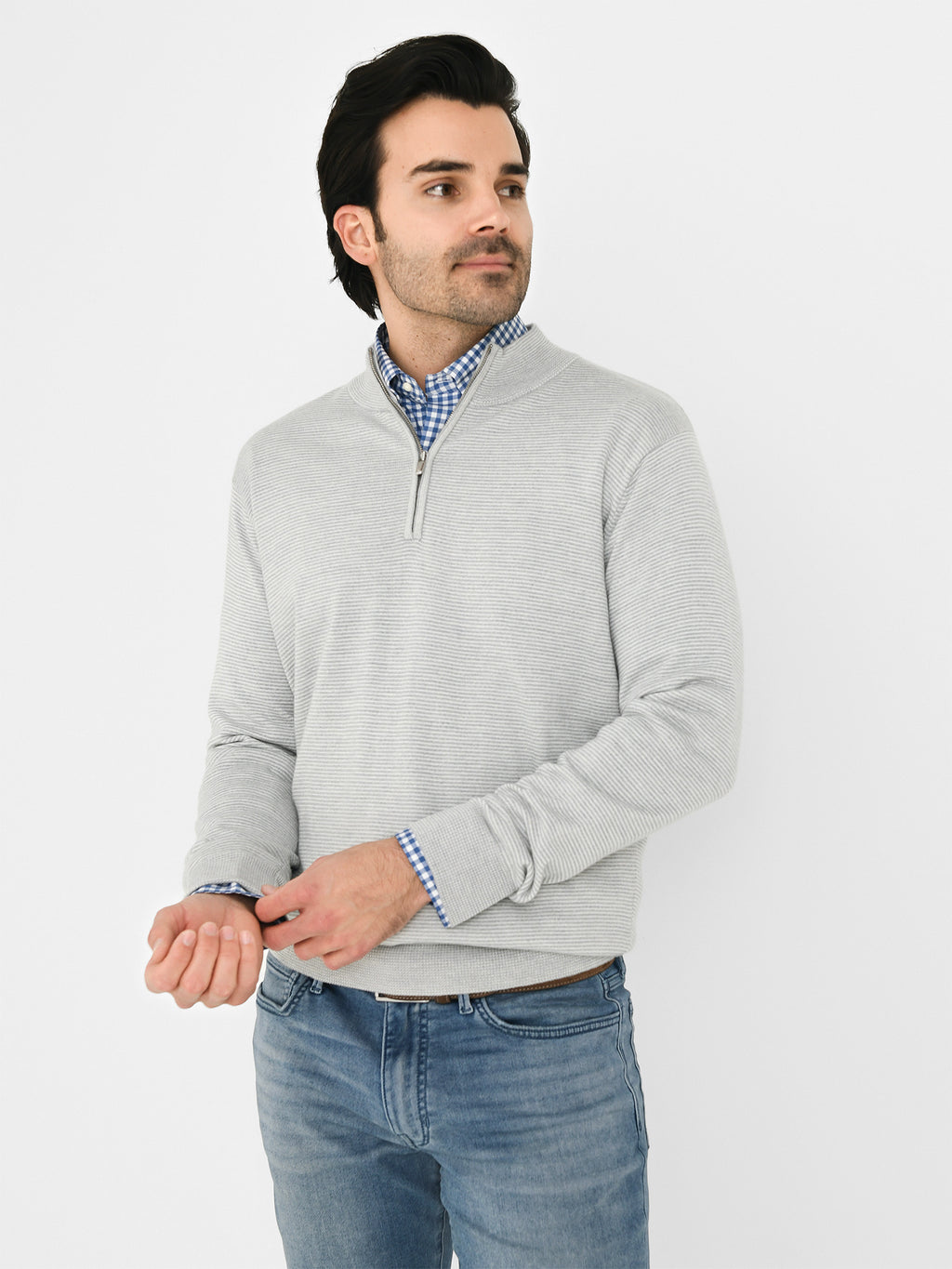 Peter Millar Crown Men's Canton Stripe Quarter-Zip - Saint Bernard