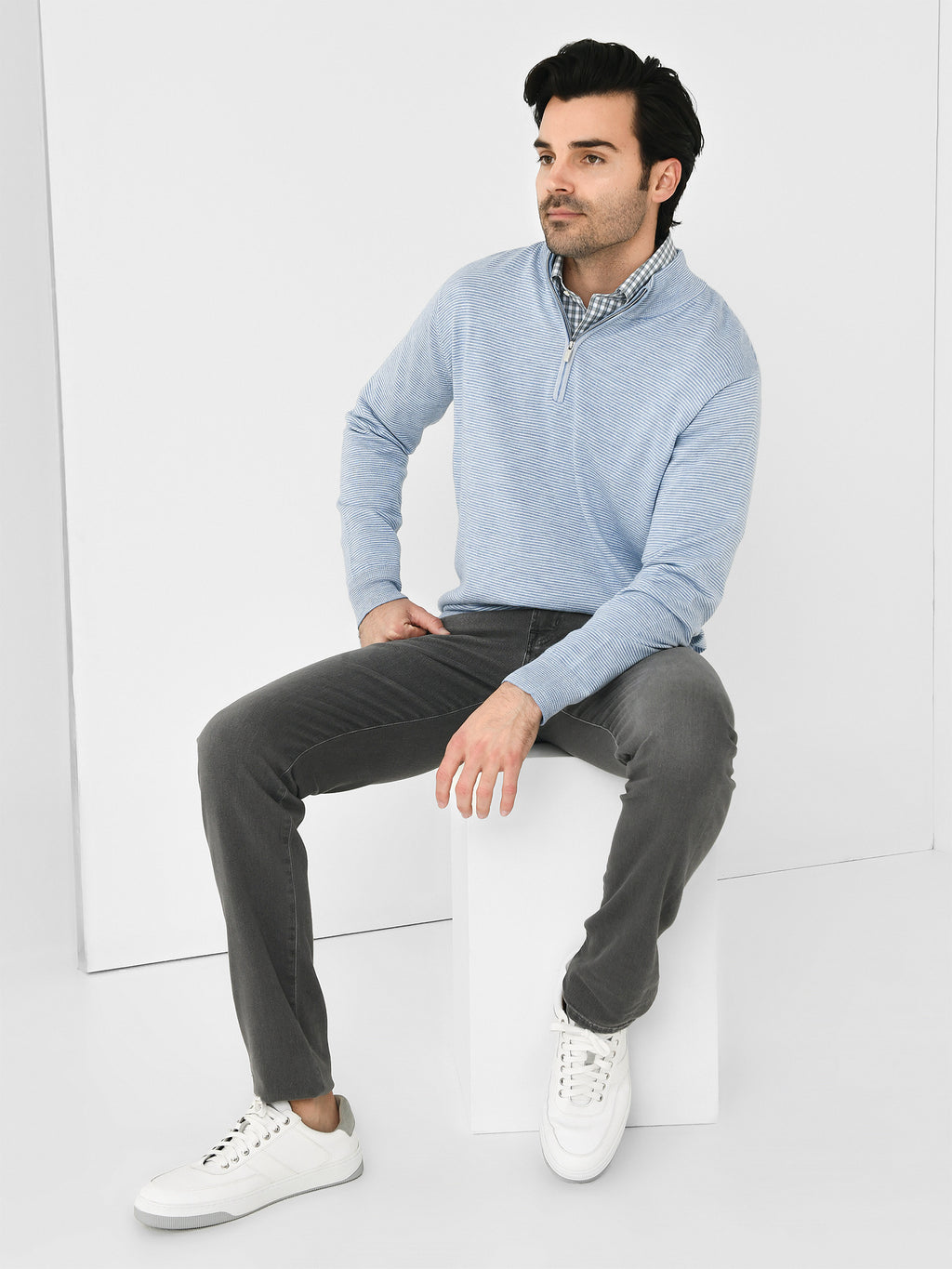 Peter Millar Crown Men's Canton Stripe Quarter-Zip - Saint Bernard