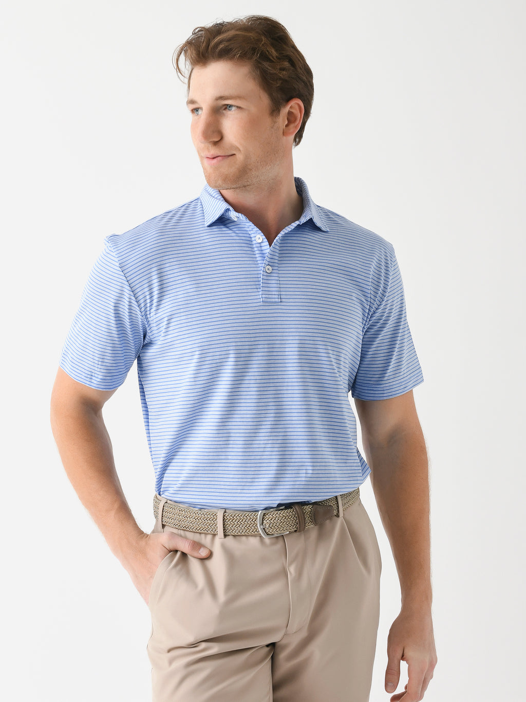 Peter Millar Crown Men's Crown Comfort Cotton Trip Stripe Polo - Saint Bernard