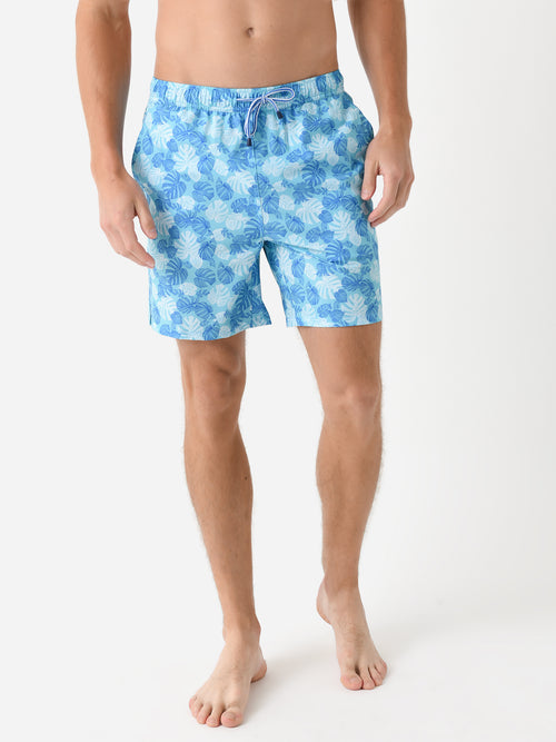 Peter Millar Crown Men's Linework Monstera Swim Trunk