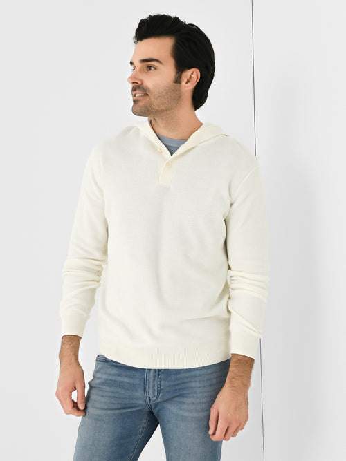 Peter Millar Crown Men's Hickory Henley Hoodie Sweater