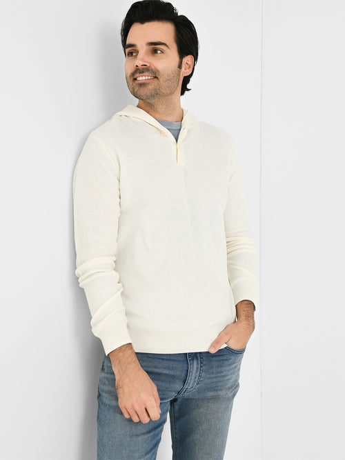 Peter Millar Crown Men's Hickory Henley Hoodie Sweater